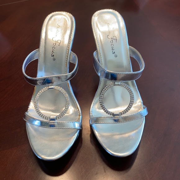 Silver, Rhinestone detail, 3” heels - Picture 1 of 8